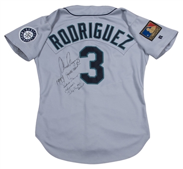 1994 Alex Rodriguez Game Used, Signed, & Inscribed Seattle Mariners Rookie Road Jersey (Rodriguez LOA)